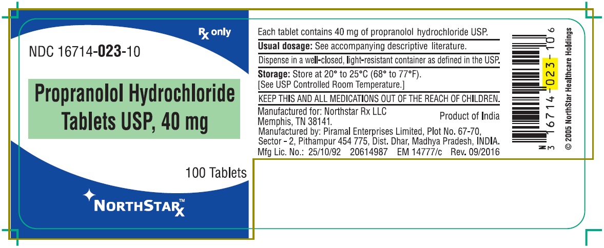 Principal Display Panel - Propranolol Hydrochloride Tablets USP, 40 mg - 100's pack - PTP