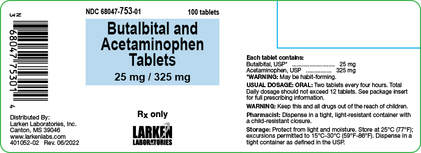 Butalbital and Acetaminophen 25 mg 325 mg label