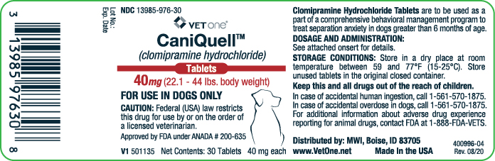 clomipramine hydrochloride 40 mg (22.1-44 lbs. body weight)