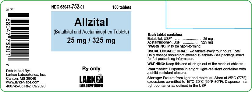 ALLZITAL (butalbital and acetaminophen 25 mg 325 mg) label
