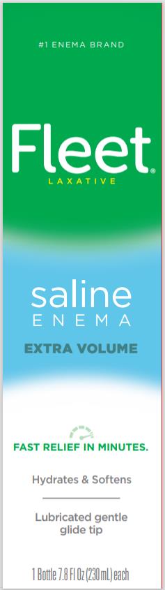 PRINCIPAL DISPLAY PANEL
Fleet
Laxative
Saline
Enema
Extra Volume
1 Bottle 7.8 Fl Oz (230 mL) each

