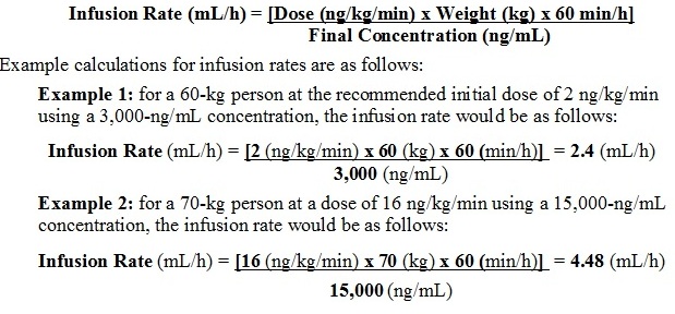 Flolan infusion rate formula