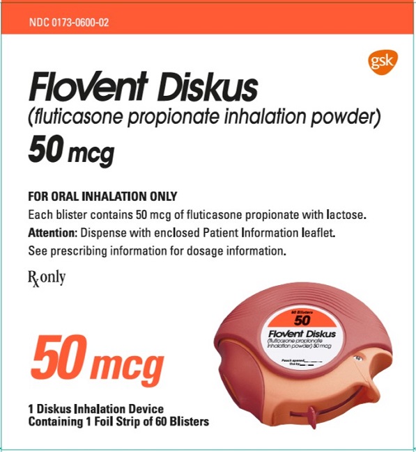 Flovent Diskus 50 mcg 60 dose carton