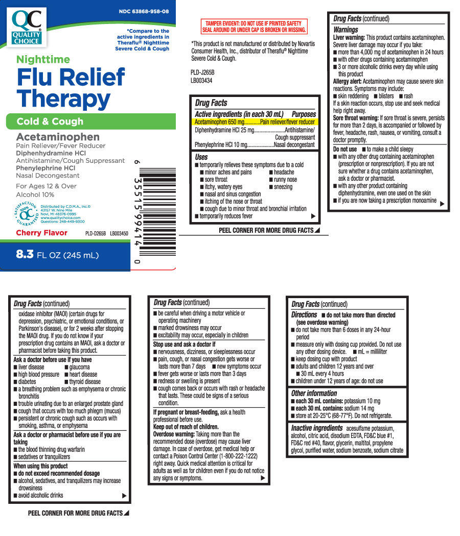 Flu Relief Therapy Nighttime | Acetaminophen, Diphenhydramine Hcl, Phenylephrine Hcl Liquid while Breastfeeding