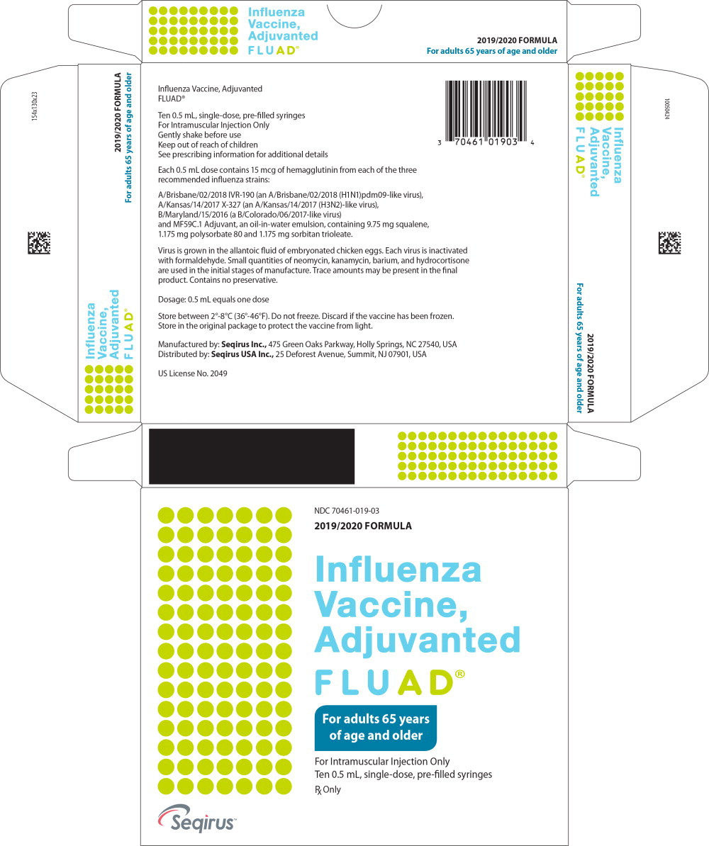 Principal Display Panel - Influenza Vaccine, Adjuvanted FLUAD 2019/2020 Carton Label
