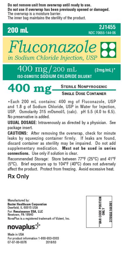 PRINCIPAL DISPLAY PANEL
NDC 70655-144-06
200 mL
Fluconazole 
in Sodium Chloride Injection, USP
400 mg/ 200 mL (2 mg/mL)*
ISO-OSMOTIC SODIUM CHLORIDE DILUENT
400 mg
Rx Only
