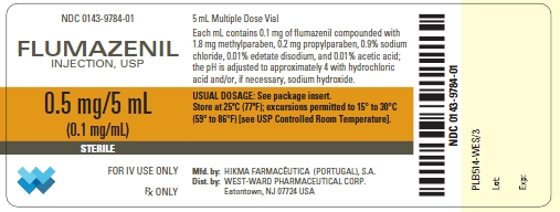 NDC 0143-9784-01 FLUMAZENIL INJECTION, USP 0.5 mg/5 mL (0.1 mg/mL) STERILE FOR IV USE ONLY Rx ONLY