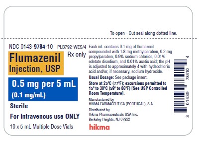 NDC 0143-9783-01 FLUMAZENIL INJECTION, USP 1 mg/10 mL (0.1 mg/mL) STERILE FOR IV USED ONLY Rx ONLY