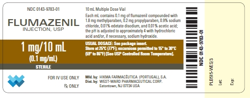 NDC 0143-9783-01 FLUMAZENIL INJECTION, USP 1 mg/10 mL (0.1 mg/mL) STERILE FOR IV USED ONLY Rx ONLY