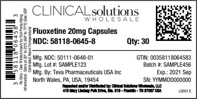 Fluoxetine 20mg Capsules 30 count blister card