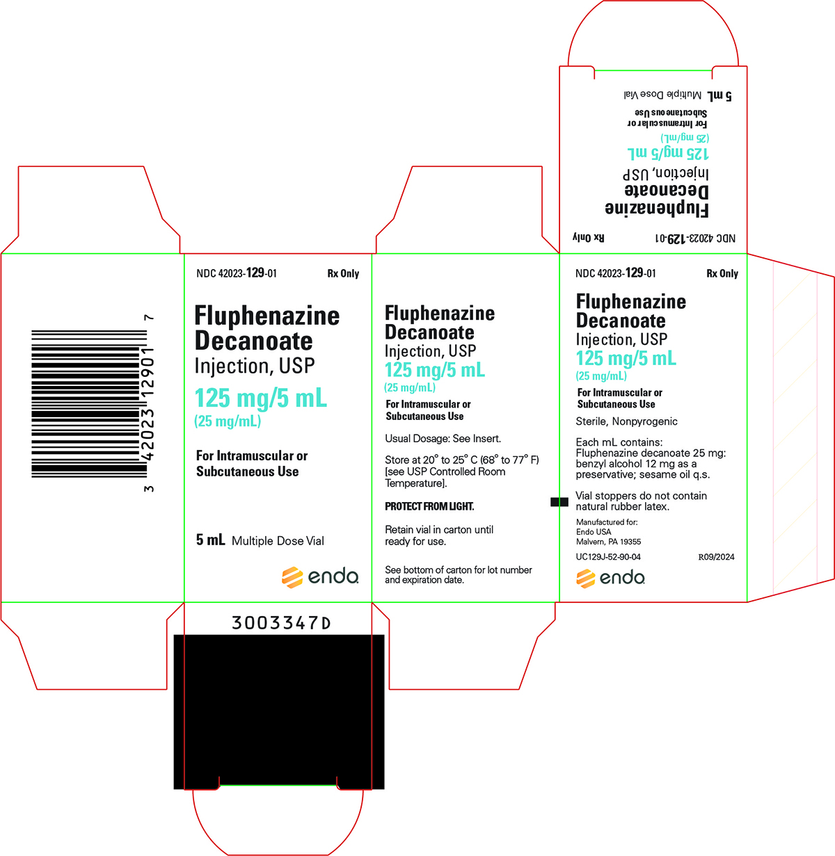 This is an image of Fluphenazine Decanoate Injection, USP 25 mg/5 mL vial carton label.