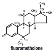 The Structural Formula for Fluorometholone is 9-Fluoro-11ß, 17-dihydroxy-6-methylpregna-1,4-diene-3,20-dione.
