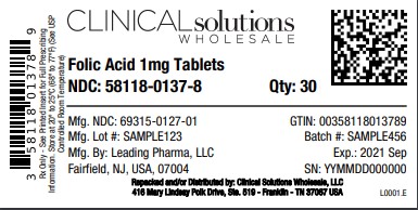 Folic Acid 1mg tablet 30 count blister card