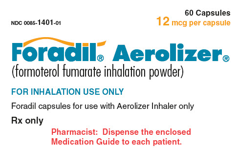 PRINCIPAL DISPLAY PANEL
60 Capsules 
12 mcg per capsule
NDC 0085-1401-01
Foradil® Aerolizer®
(formoterol fumarate inhalation powder)
FOR INHALATION USE ONLY
Foradil® capsules for use with Aerolizer® Inhaler only
Rx only
