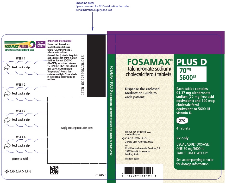 PRINCIPAL DISPLAY PANEL - 70 mg/5600 IU Tablet Blister Pack
