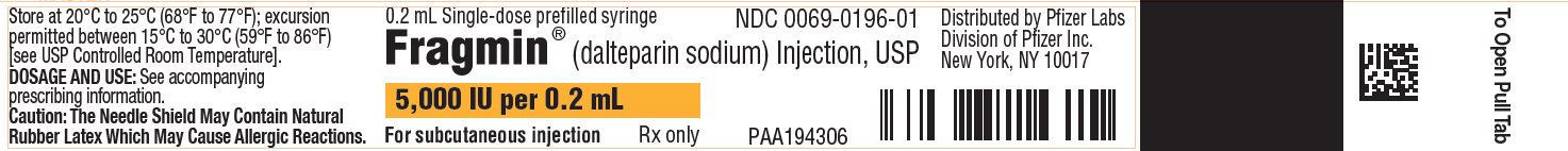PRINCIPAL DISPLAY PANEL - 0.2 mL Syringe Blister Pack Label - 0196