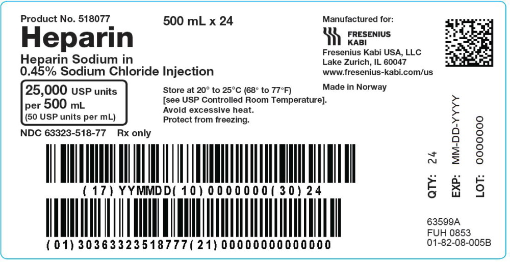 PACKAGE LABEL - PRINCIPAL DISPLAY PANEL - Heparin 500 mL Bag Shipper Label
