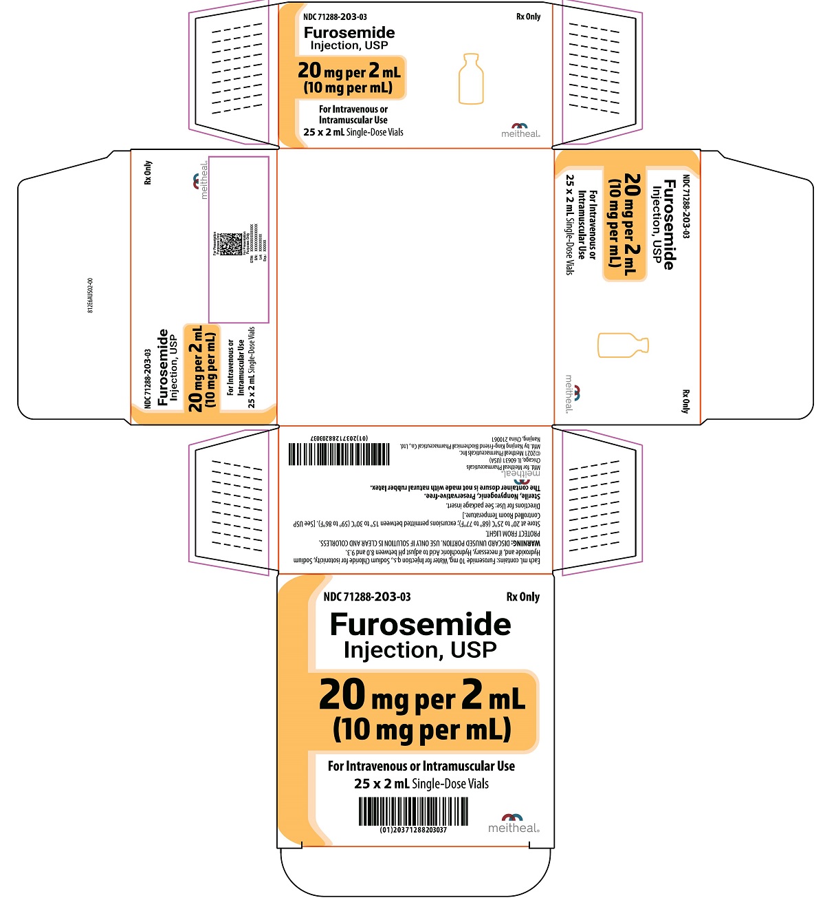 PRINCIPAL DISPLAY PANEL – Furosemide Injection, USP 20 mg per 2 mL Carton
