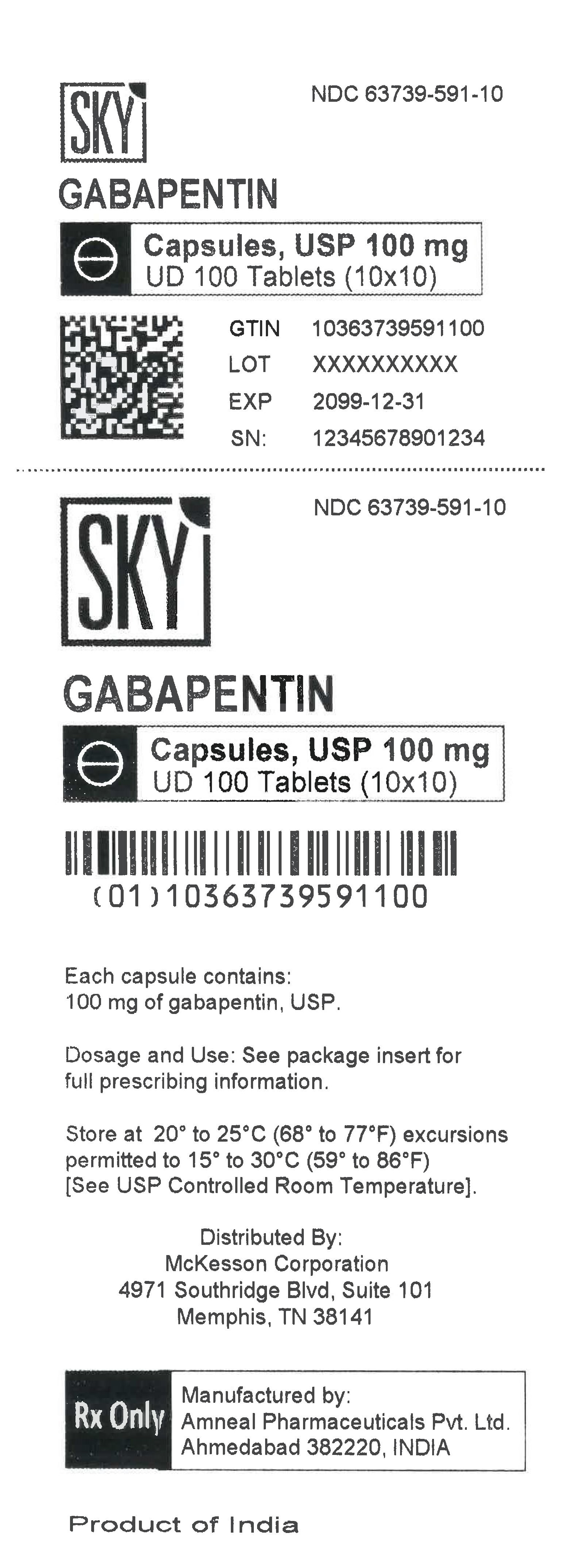 Gabapentin Capsules, USP 100mg