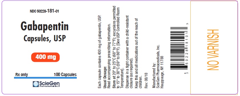 Gabapentin Capsules, USP 400 mg - 100 capsules label