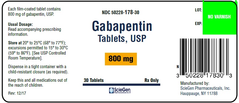 Gabapentin Tablets, USP 800 mg - 30 Tablets label