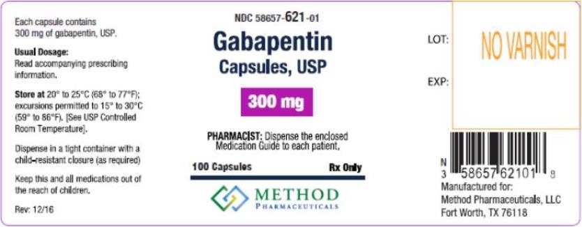 PRINCIPAL DISPLAY PANEL
NDC 58657-621-01
Gabapentin
Capsules, USP
300 mg
100 Capsules 
Rx Only
