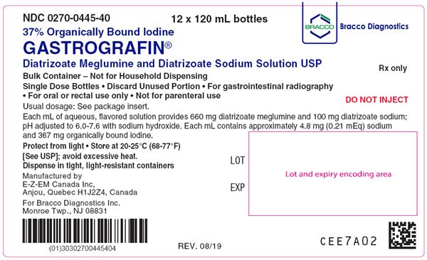 Gastrografin label 12x120