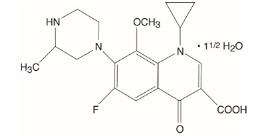 The chemical structure of Gatifloxacin ophthalmic solution 0.5% is a quinolone antimicrobial topical ophthalmic solution for the treatment of bacterial conjunctivitis.   Its chemical name is (±)-1-Cyclopropyl-6-fluoro-1,4-dihydro-8-methoxy-7-(3-methyl-1-piperazinyl)-4-oxo-3-quinolinecarboxylic acid, sesquihydrate. Its molecular formula is C19H22FN3O4 · 1½H2O and its molecular weight is 402.42. 
