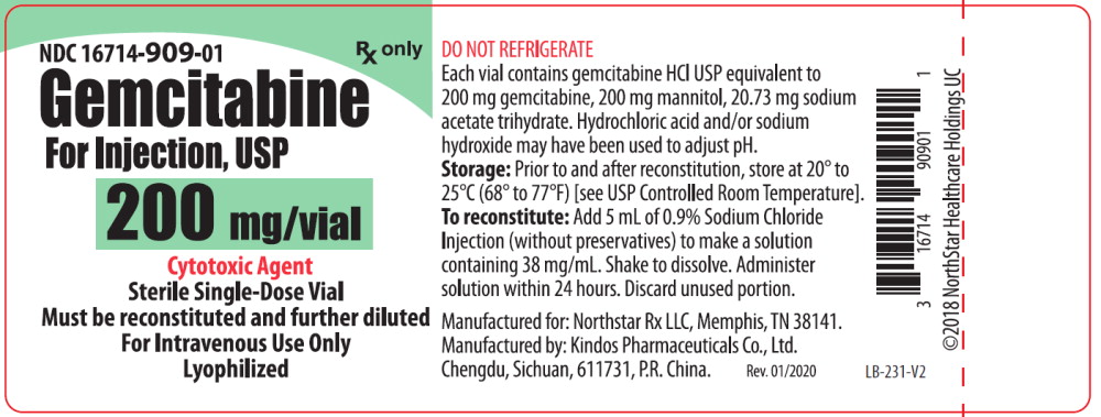 Principal Display Panel - Gemcitabine For Injection, USP 200 mg Vial Label
