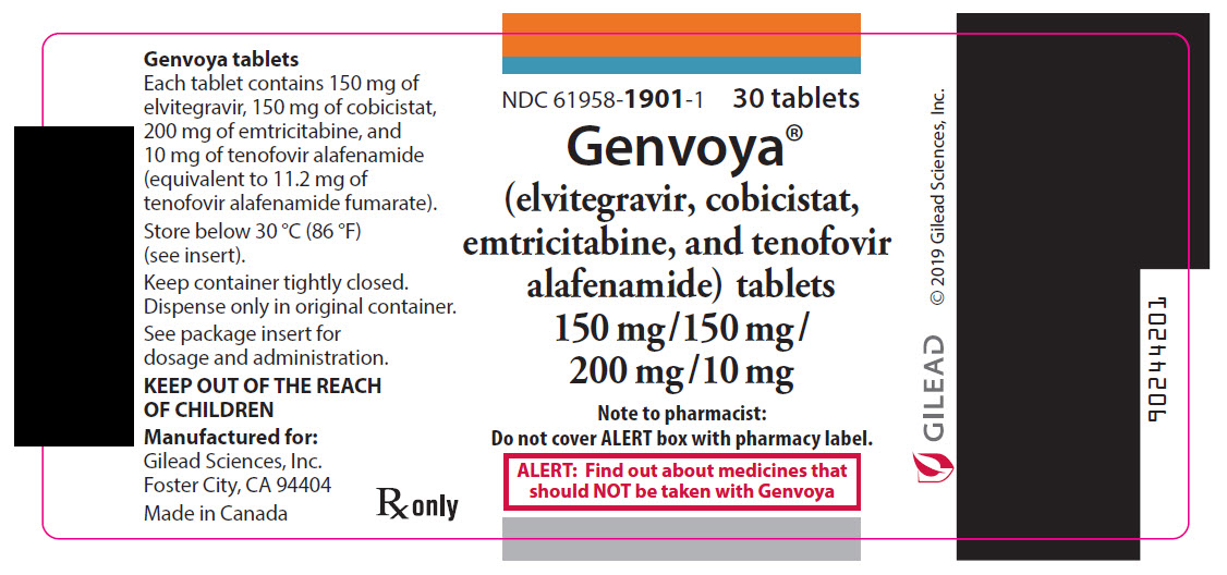 Genvoya cobicistat 150 mg / elvitegravir 150 mg / emtricitabine 200 mg / tenofovir alafenamide 10 mg