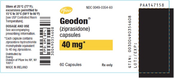 PRINCIPAL DISPLAY PANEL - 40 mg Capsule Bottle Label - 0354