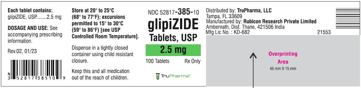 Glipizide Tablets 2.5mg - NDC 72888-115-01 - 100 Tablets Label
