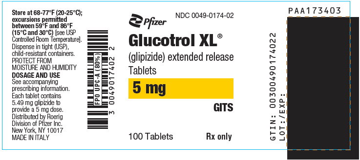 PRINCIPAL DISPLAY PANEL - 5 mg Tablet Bottle Label - NDC 0049-0174