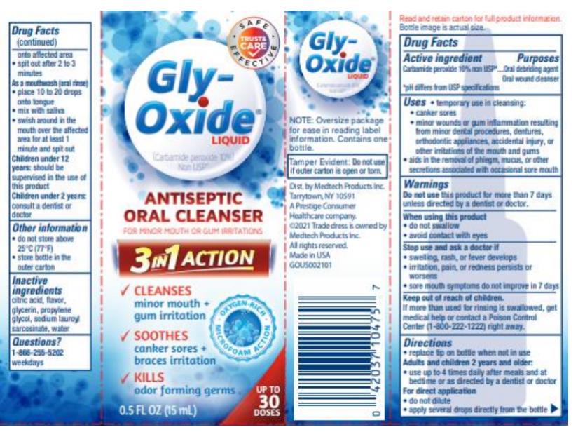 PRINCIPAL DISPLAY PANEL
Gly-Oxide LIQUID
(Carbamide peroxide 10%) Non USP*
ANTISEPTIC ORAL CLEANSER
0.5 FL OZ (15 mL)
