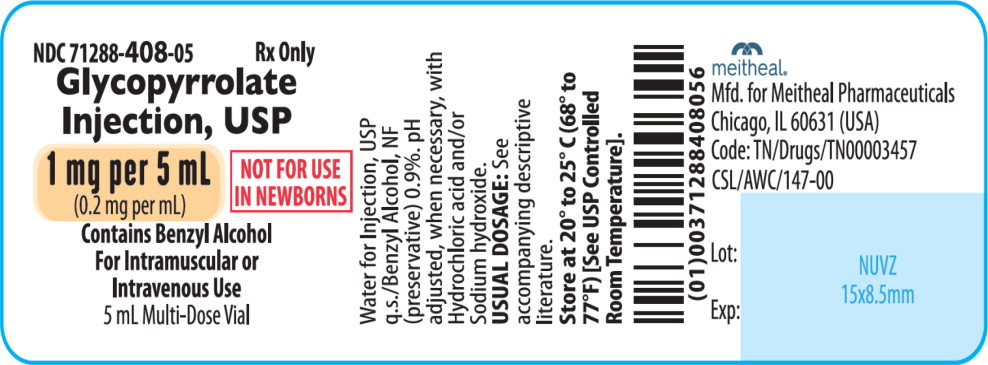 Principal Display Panel – Glycopyrrolate Injection, USP 1 mg per 5 mL Vial Label