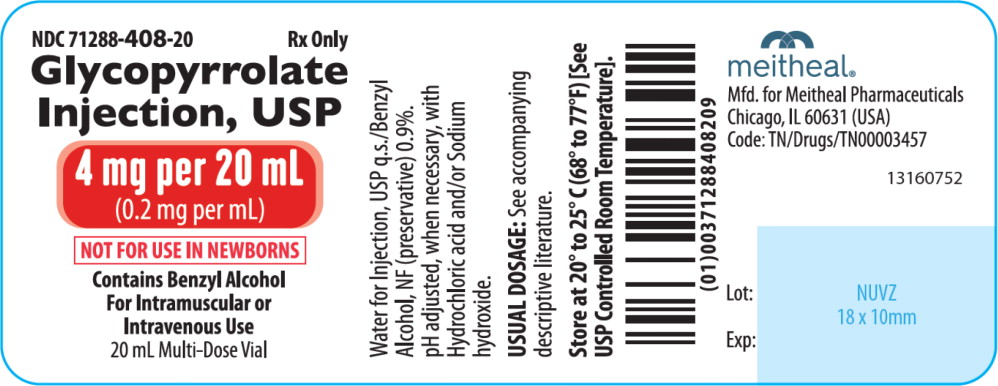 Principal Display Panel – Glycopyrrolate Injection, USP 4 mg per 20 mL Vial Label