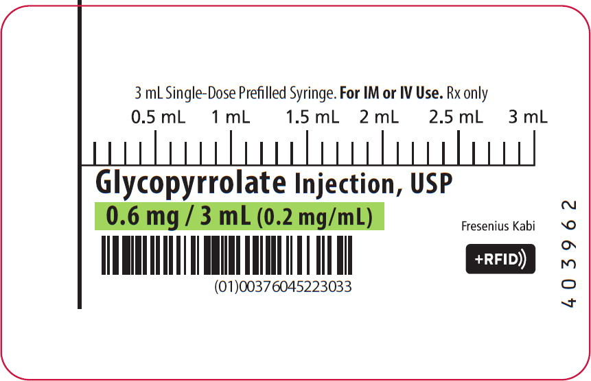 PACKAGE LABEL - PRINCIPAL DISPLAY – Glycopyrrolate Injection, USP 3 mL Syringe Label
