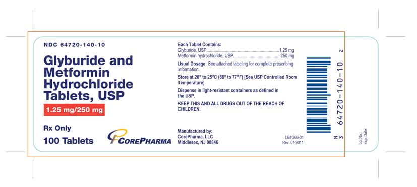 Glyburide and Metformin HCl Tablets, USP 1.25 mg/250 mg - 100 Tablets