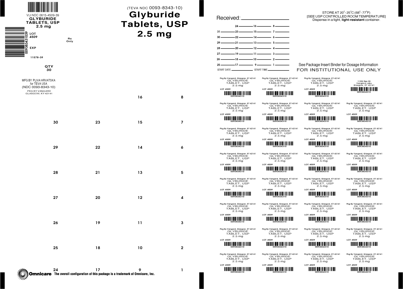 Principal Display Panel- Glyburide Tablets, USP 2.5 mg