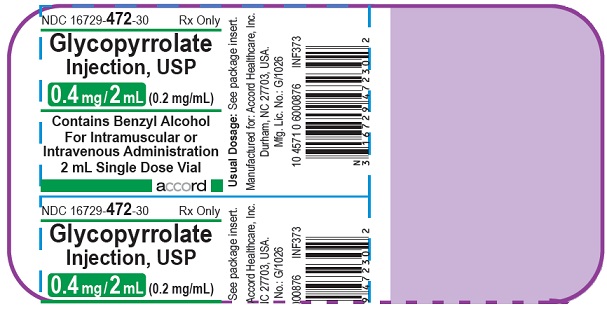 Glycopyrrolate injection, USP 0.4 mg/2 mL 2 mL Foil Vial