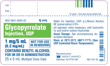 Glycopyrrolate Injection, USP 1 mg/5 mL (0.2 mg/mL) 25 x 5 mL Multiple Dose Vials