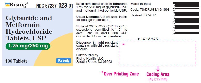 PACKAGE LABEL-PRINCIPAL DISPLAY PANEL - 1.25 mg/250 mg (100 Tablets Bottle)