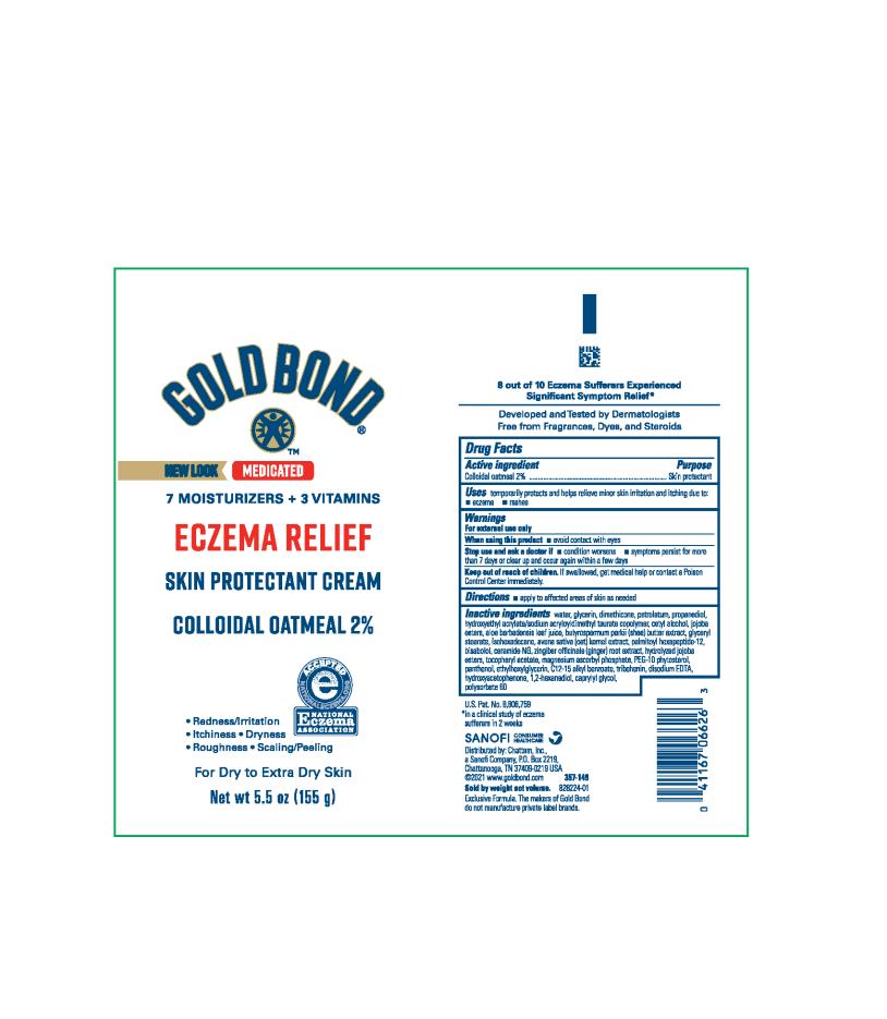 PRINCIPAL DISPLAY PANEL
7 moisturizers & 3 vitamins
GOLD BOND® 
2 % colloidal oatmeal
ECZEMA RELIEF
Skin Protectant Cream
Net wt 5.5 oz (155 g)
