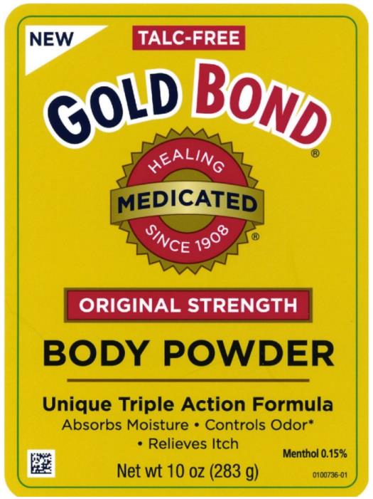 PRINCIPAL DISPLAY PANEL
GOLD BOND
ORIGINAL STRENGTH
BODY POWDER
Net Wt 10 oz (283 g)
