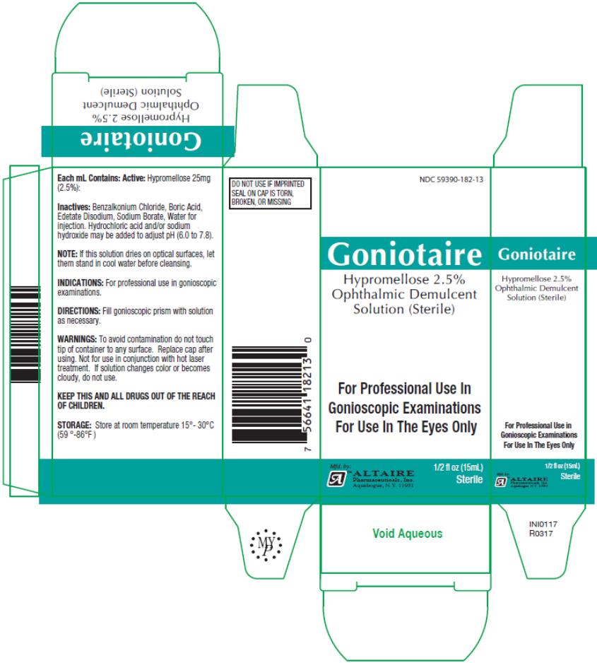 PRINCIPAL DISPLAY PANEL
NDC 59390-182-13
Goniotaire 
Hypromellose 2.5% 
Ophthalmic Demulcent 
Solution (Sterile)
½ fl oz (15mL)
sterile
