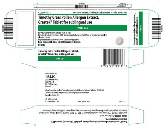 PRINCIPAL DISPLAY PANEL
NDC 52709-1501-3
Timothy Grass Pollen Allergen Extract,
Grastek Tablet for Sublingual use
