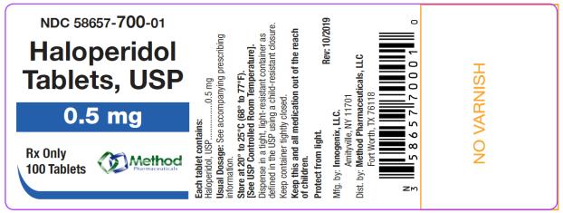 PRINCIPAL DISPLAY PANEL
NDC 58657-700-01
Haloperidol 
Tablets, USP
0.5 mg
Rx Only
100 Tablets
