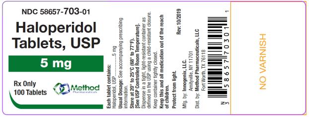 PRINCIPAL DISPLAY PANEL
NDC 58657-703-01
Haloperidol 
Tablets, USP
5 mg
Rx Only
100 Tablets
