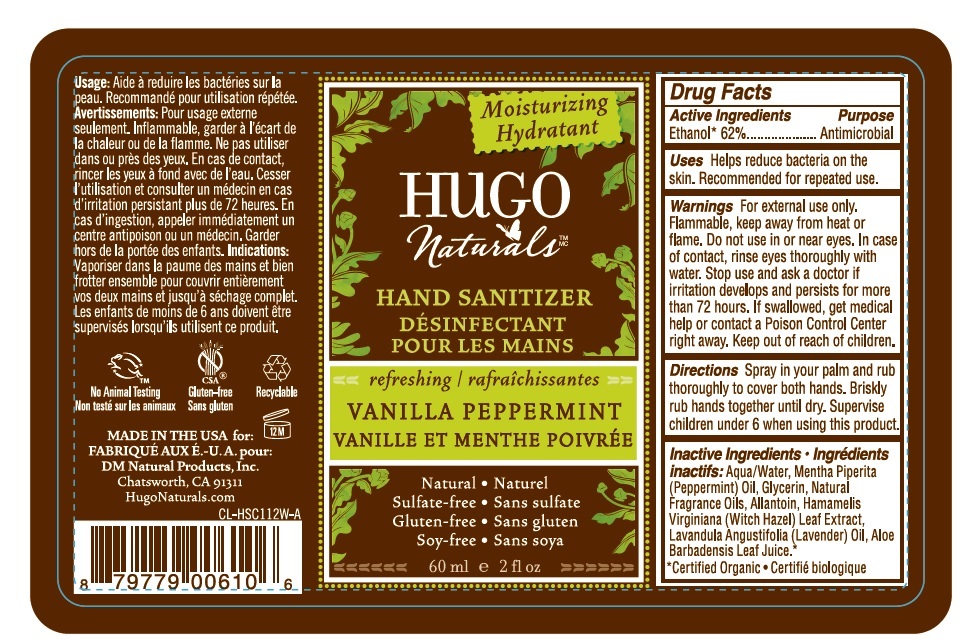 Hugo Naturals Vanilla Peppermint Hand Sanitizer | Ethanol Spray Breastfeeding