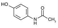 The structural formula for Acetaminophen.
